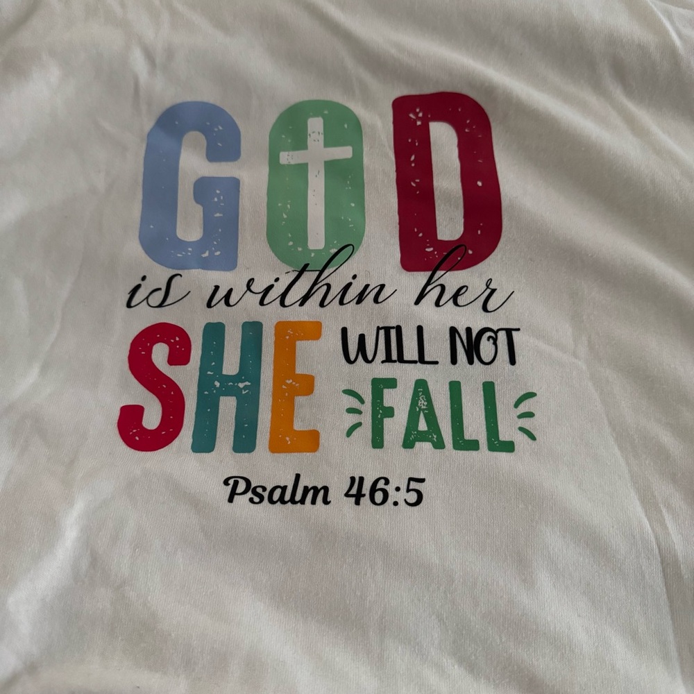White Tee with Multicolor Inspirational Print